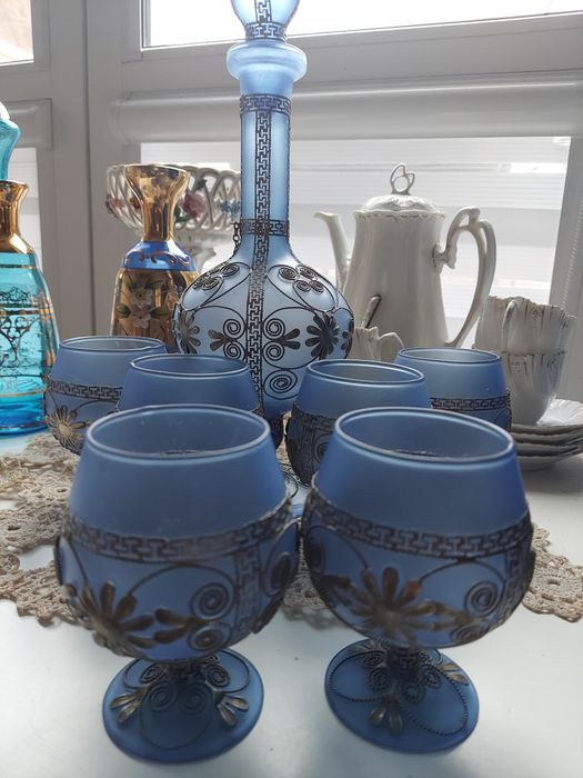 Karafka szkło i metalowe okucia filigran