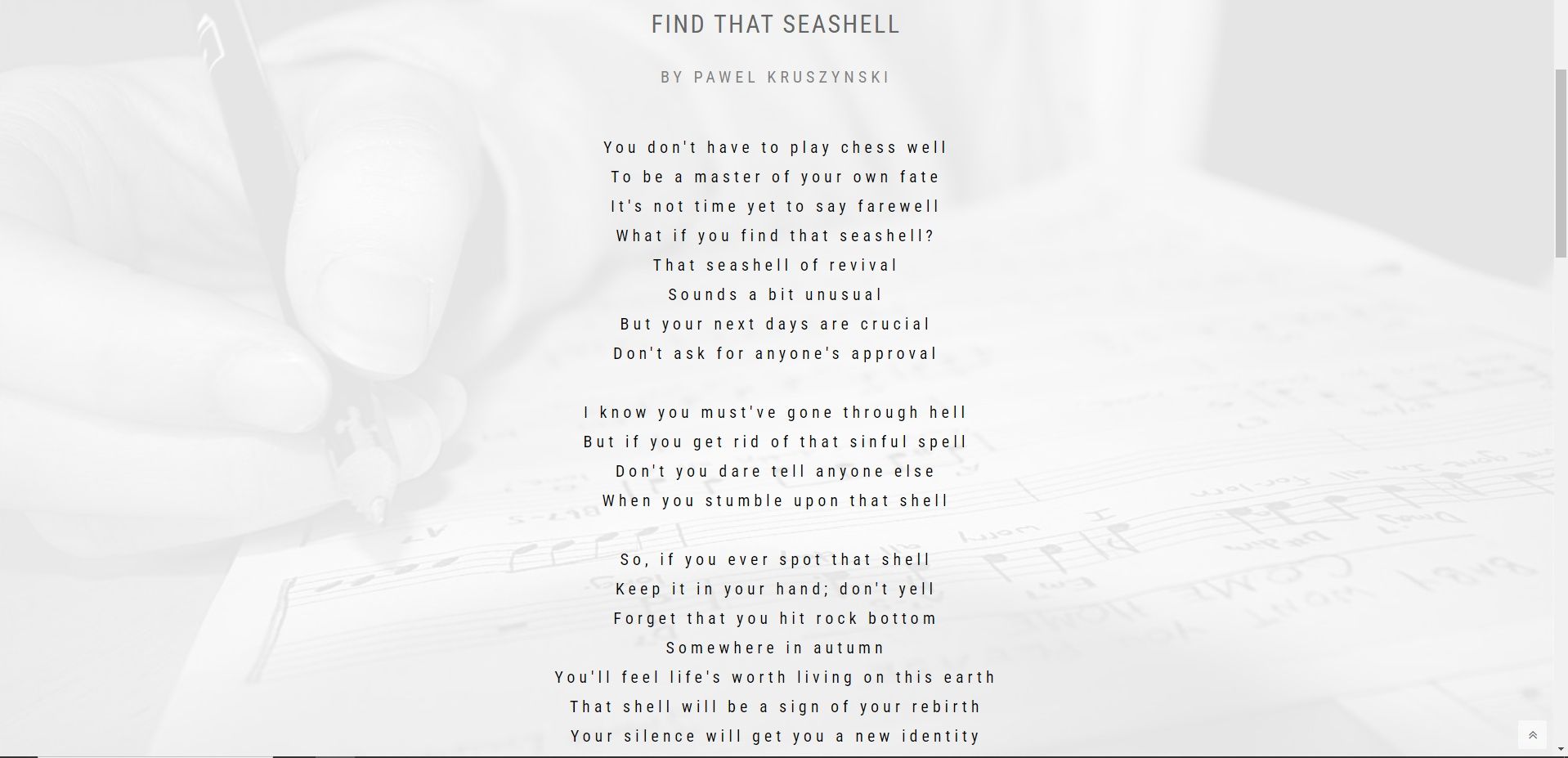 Sprzedam tekst piosenki po angielsku: Find That Seashell