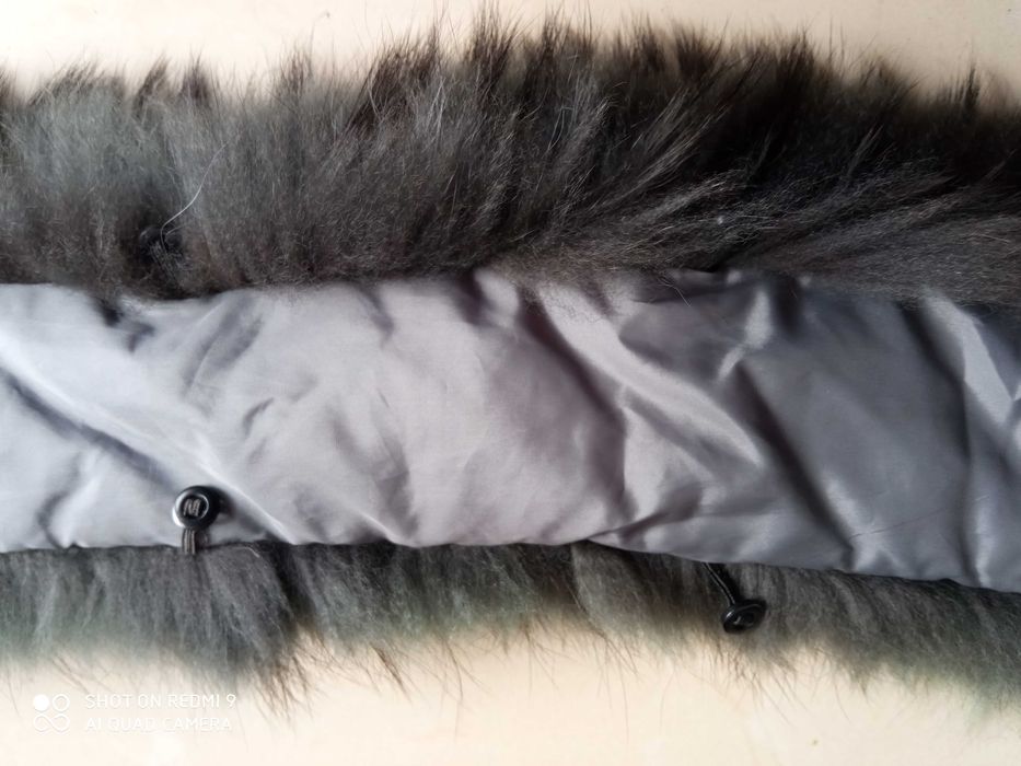 Obszycie kaptura płaszcza kołnierz szal 100% lis natural 79 cm srebrny