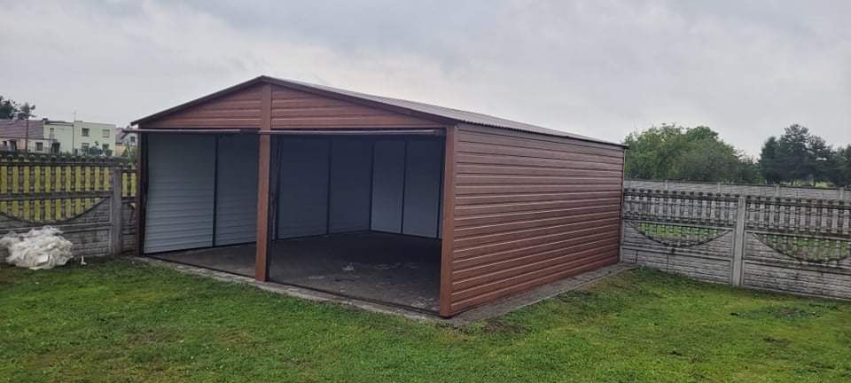 Garaże blaszane, Hale, Wiaty, Domki ogrodnicze