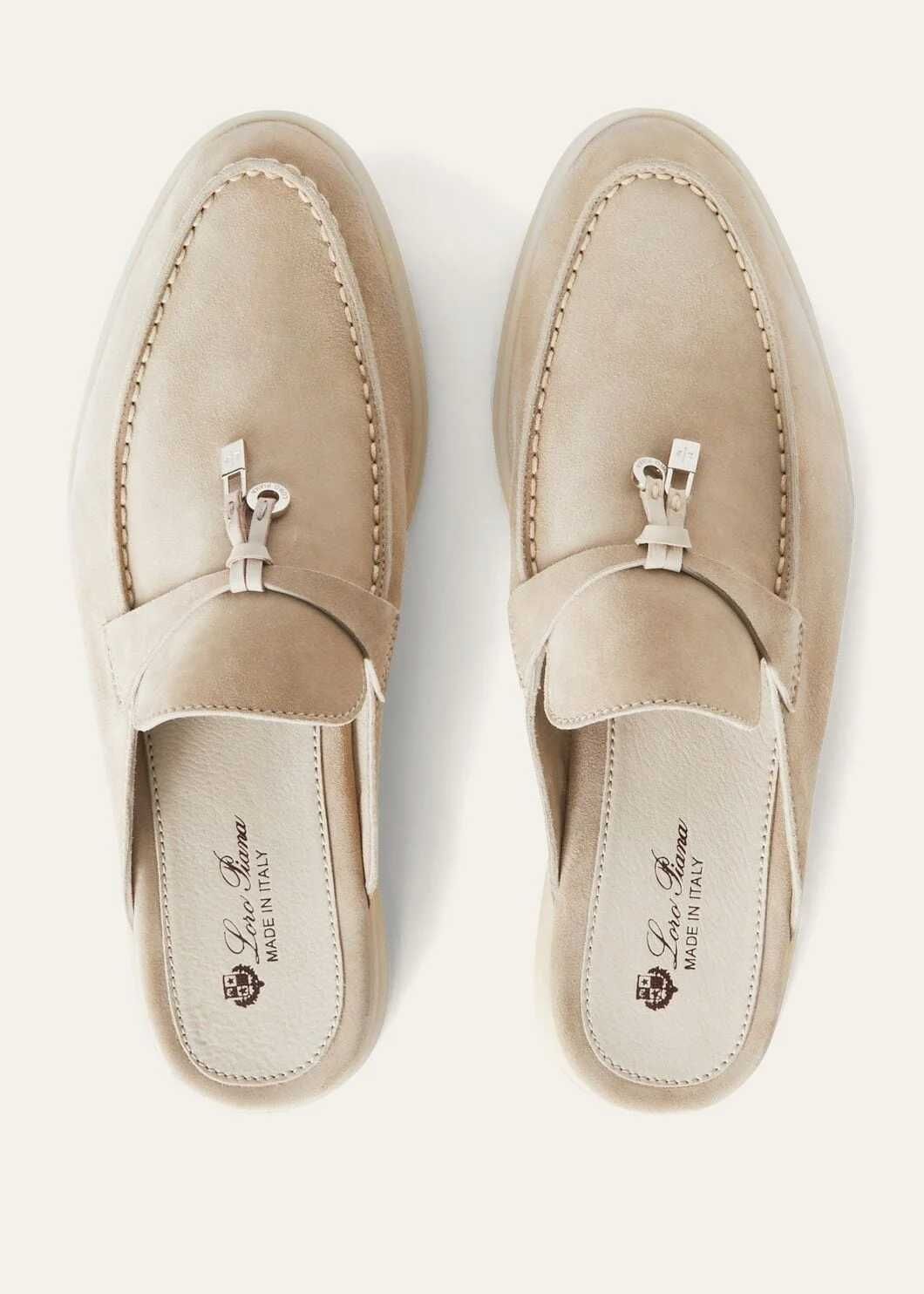 Лофери Loro Piana Babouche Charms Walk Loafer Suede Beige