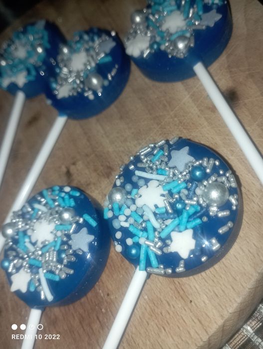 Lizaki ręcznie robione ozdoba tort Frozen kraina lodu