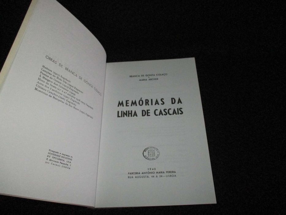 Livro Memórias da linha de Cascais Branca Gonta Colaço Maria Archer