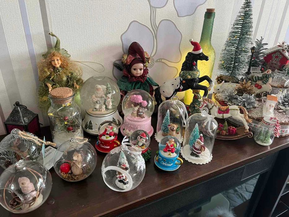 Снежный шар, лошади, Новый год, Рождество