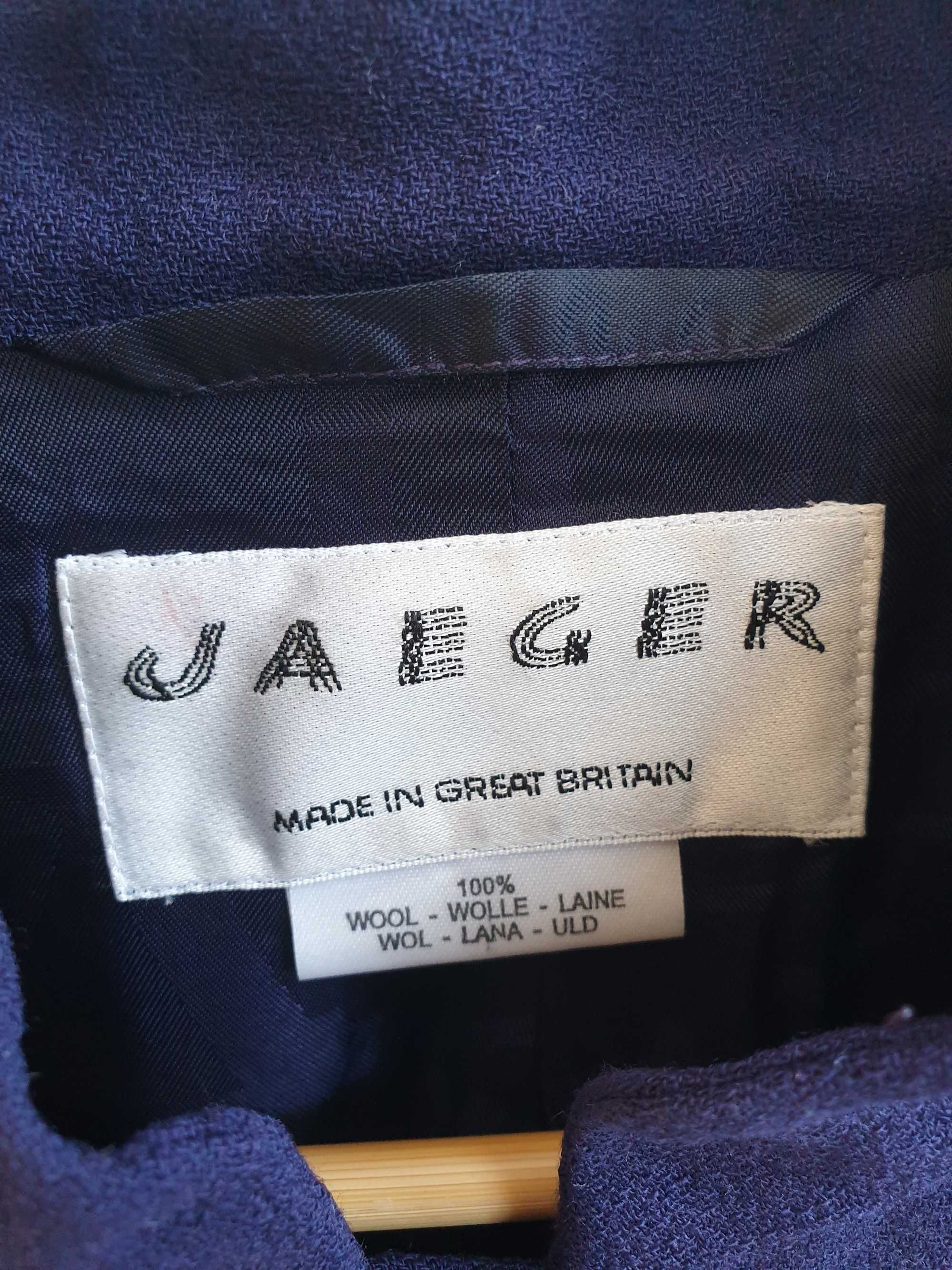 Fioletowa wełniana marynarka Jaeger 38 40 ze stójką