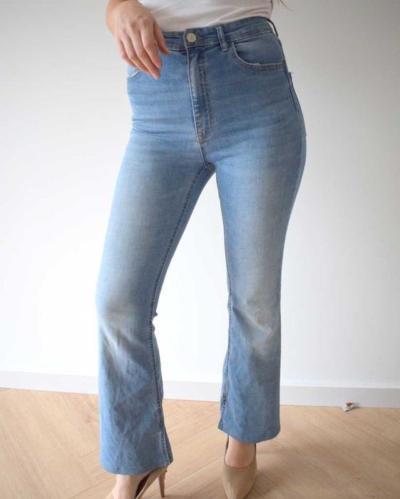 Stradivarius 40 l dzwony spodnie szerokie wysoki stan high waist