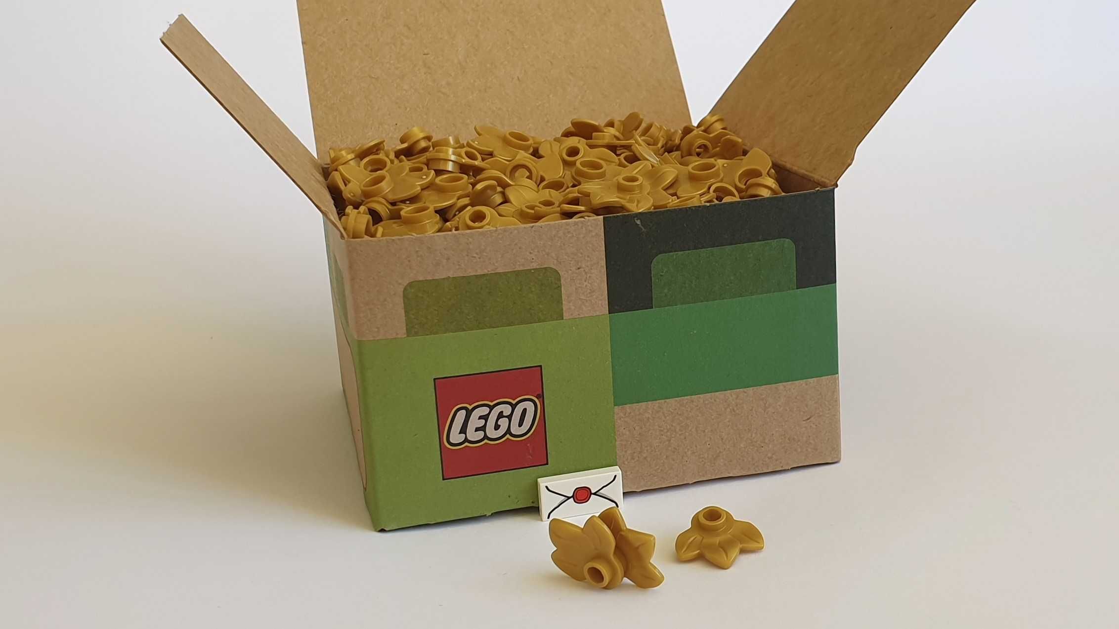 Pudełko klocków, 700 szt klocek roślina, złoty liść 1x1, LEGO 32607