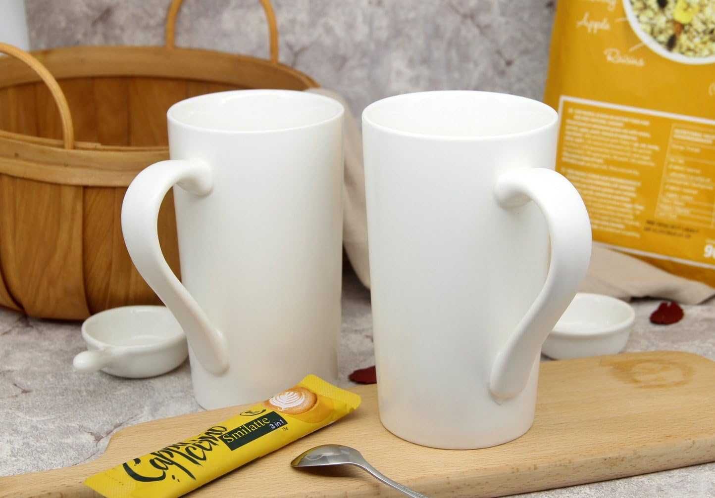 Nowy zestaw kubków / porcelanowy / pojemnik / 2x600ML !2255!