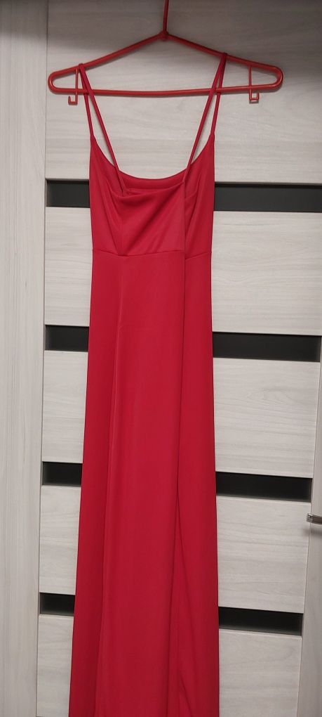 Długa sukienka suknia S M new look czerwona na ramiączkach