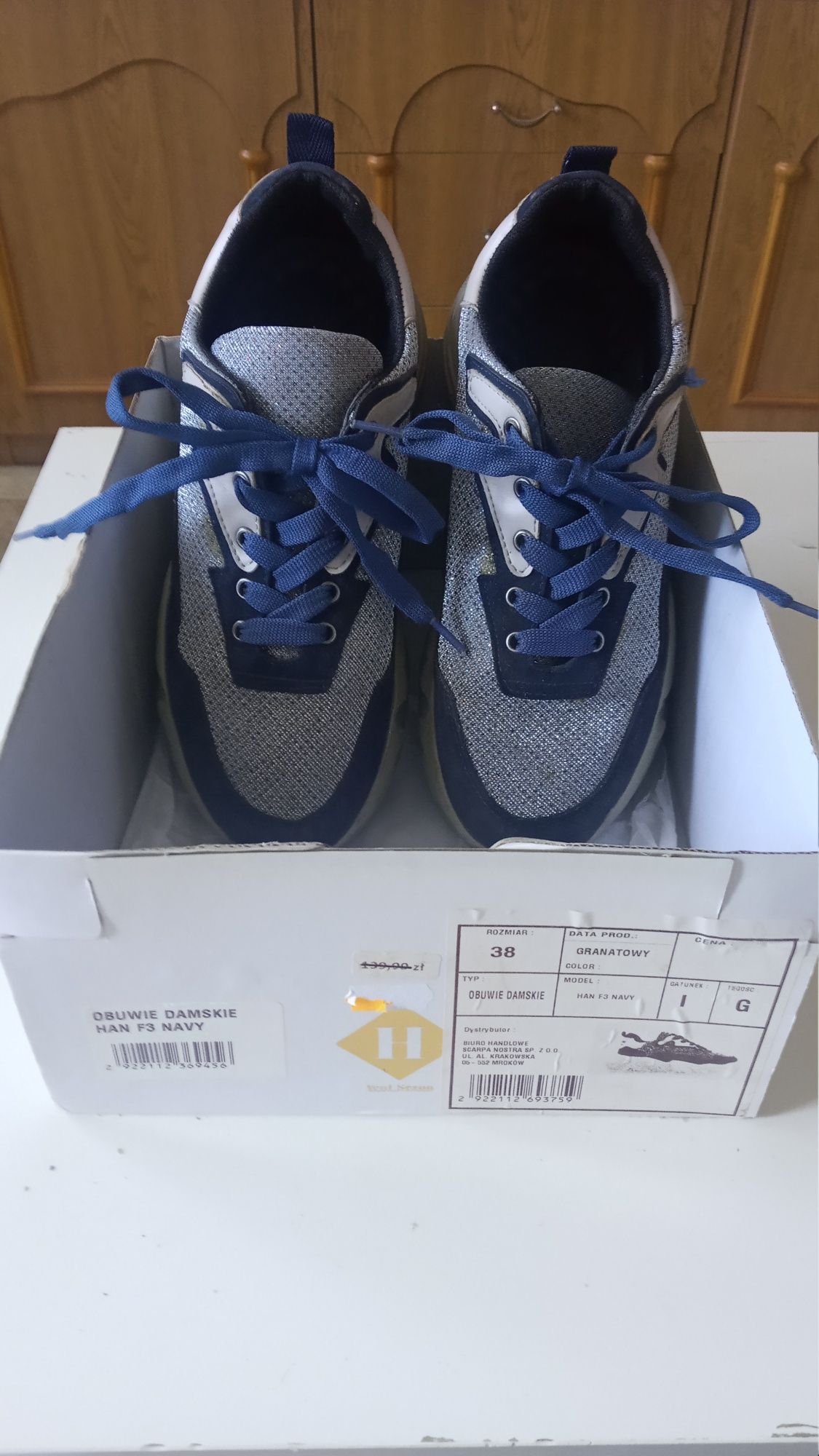 Adidasy r 38 Fashion Han F3 granat/srebro koturna wysoka podeszwa