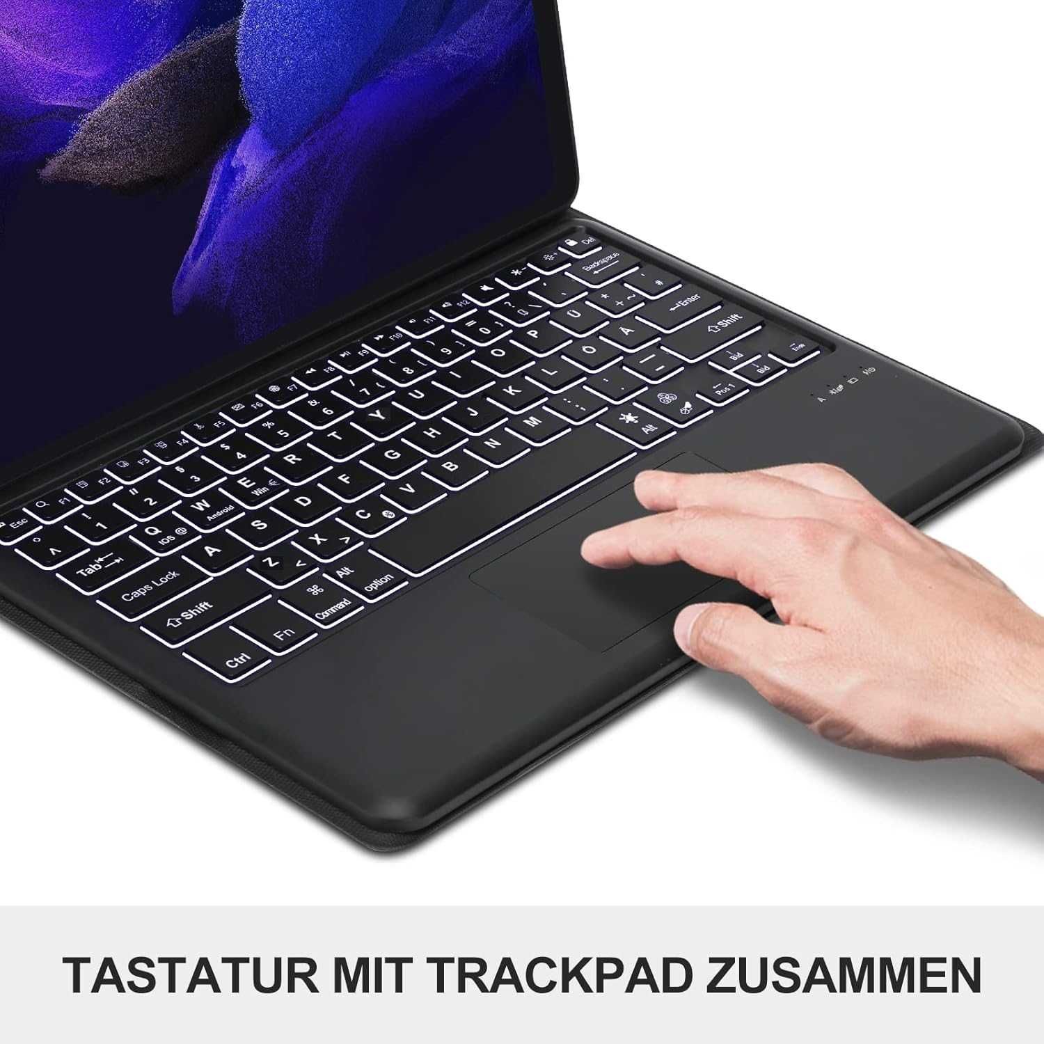 JADEMALL etui klawiatura touchpad LED Samsung Galaxy Tab S8+ S7 FE S7+
