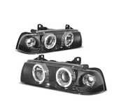 FARÓIS ANGEL EYES CCFL BMW E36 SEDAN 4P 92-98 FUNDO PRETO