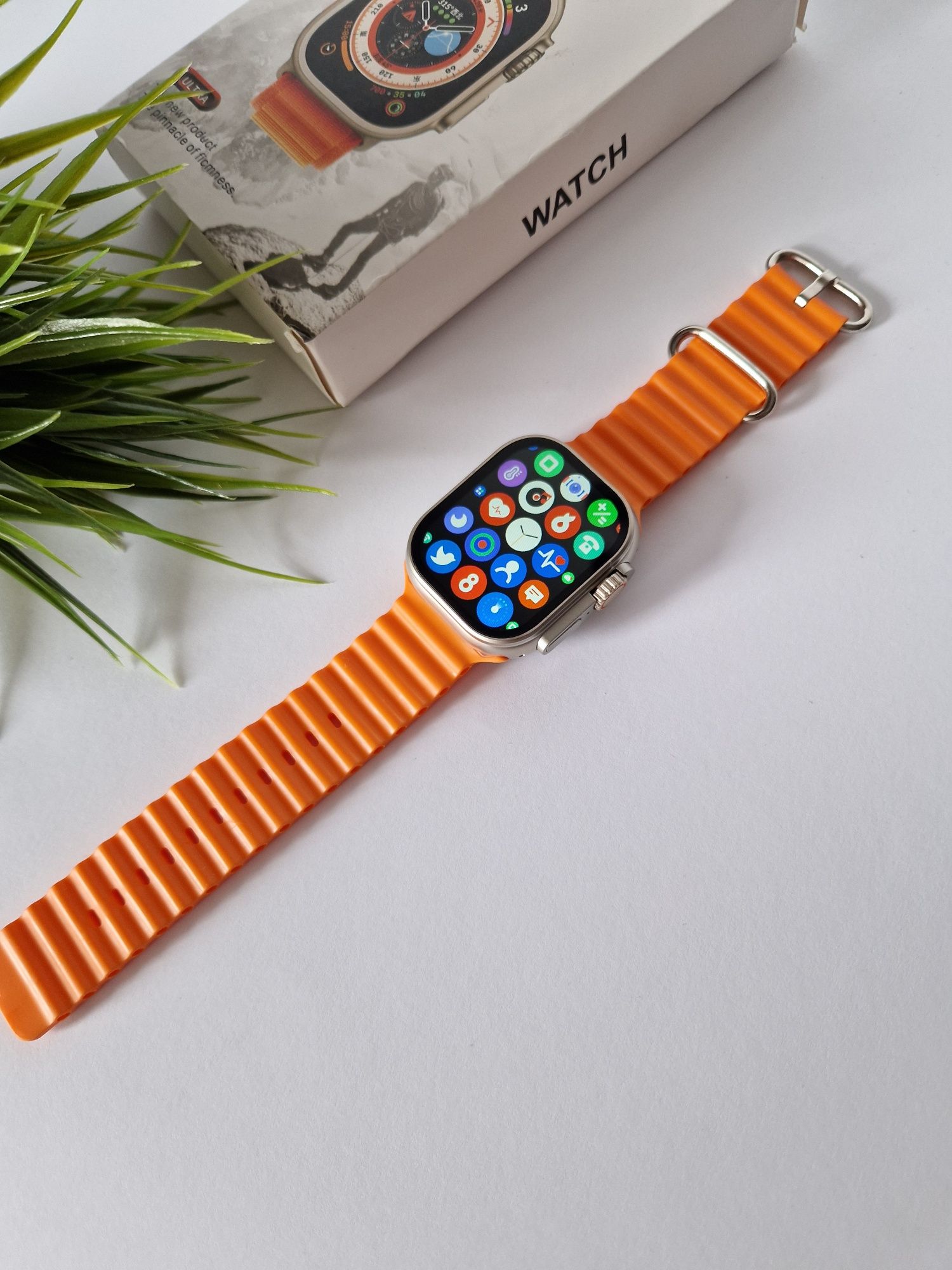 Smartwatch ultra 2 max, komplet nowy, pomarańczowy