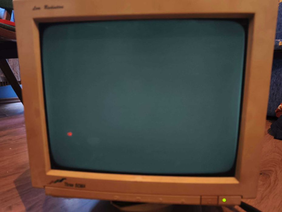 Retro Czarno-biały monitor CRT Optimus me4s prawdopodobnie uszkodzony