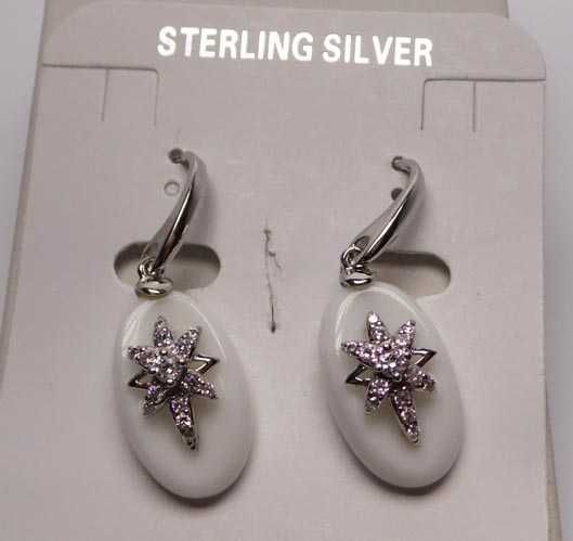 Srebrne kolczyki białe kamienie gwiazdki z cyrkoniami