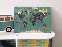 Mapa świata, drewniany obrazek ze Stolarni Kartek