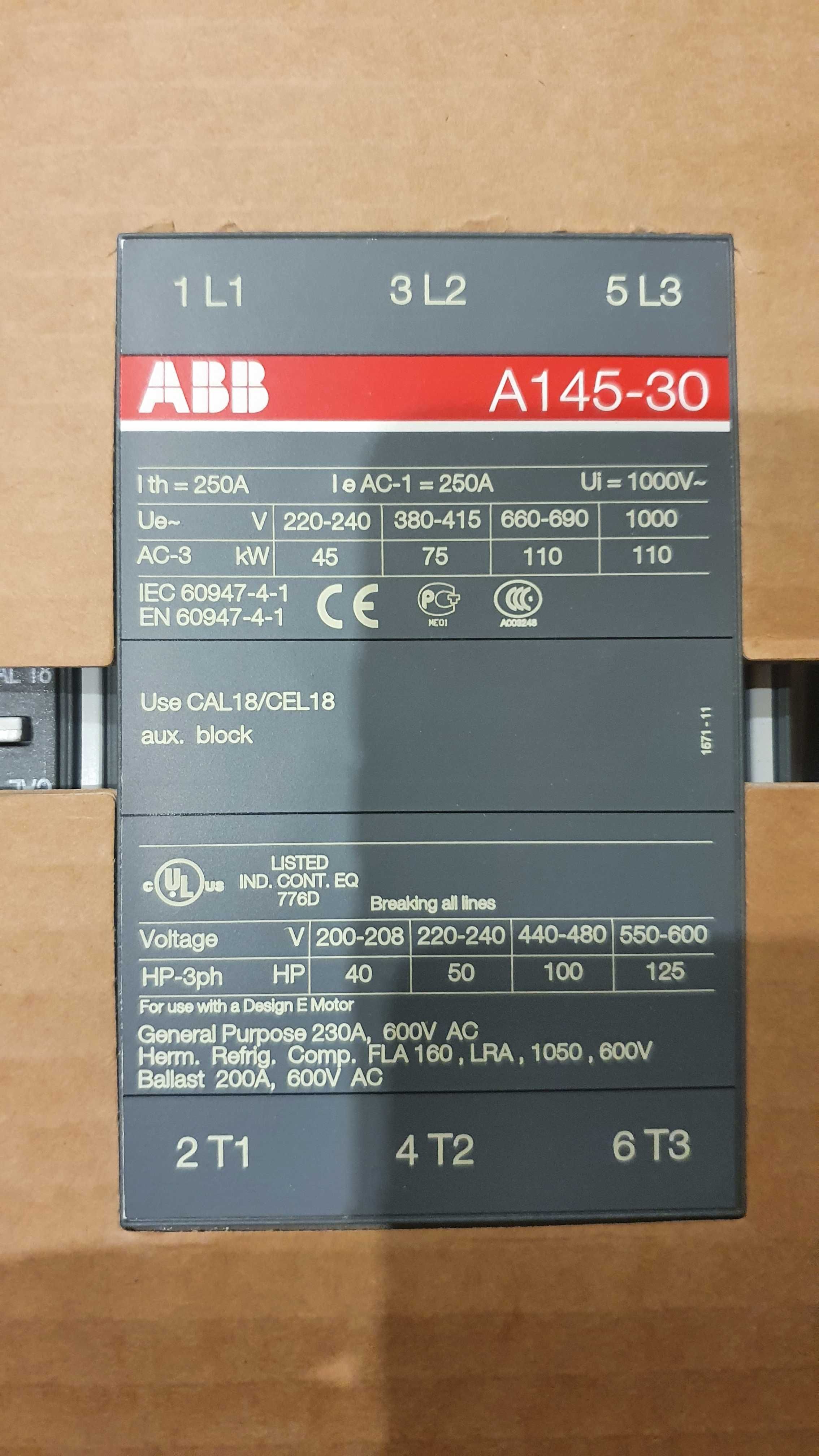 Контактор ABB A145-30-11  Код: 1SFL471001R8011