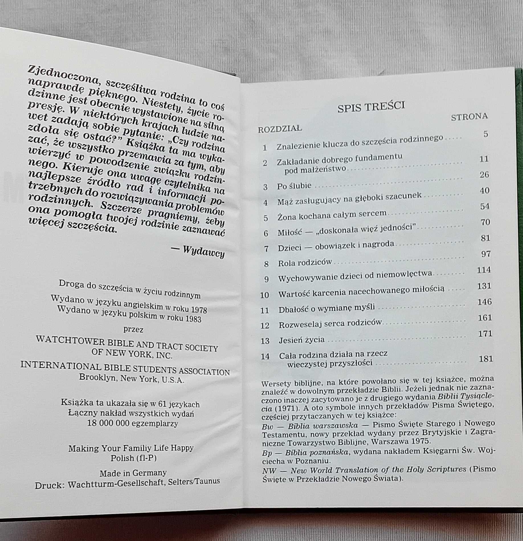 Droga do szczęścia w życiu rodzinnym. Watchtower Bible Society, 1983r.