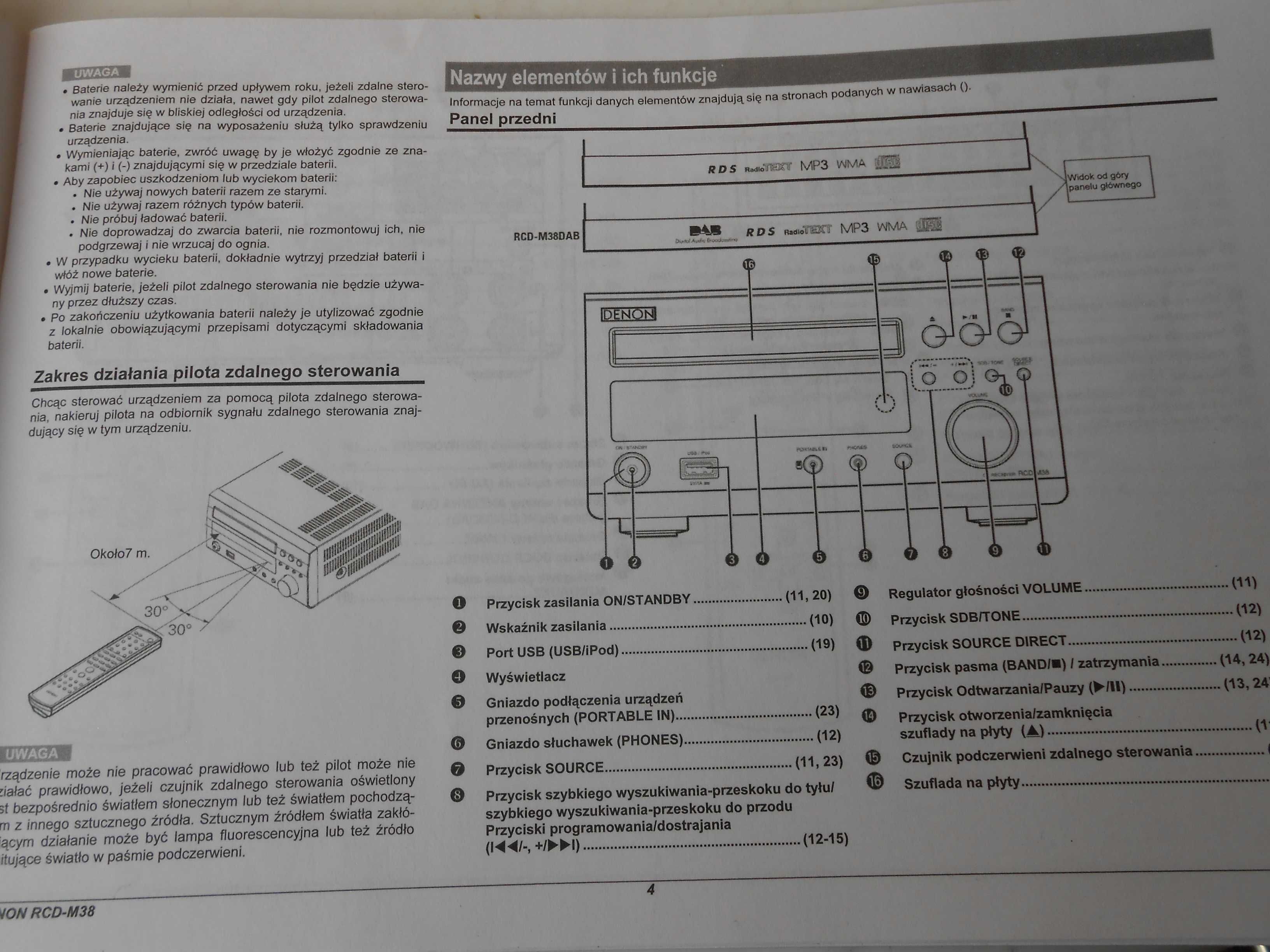 DENON oryginalna instrukcja w j.polskim RCD-M38