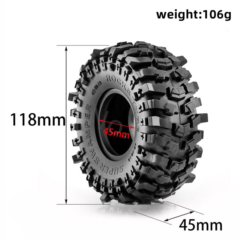 4 opony rc 1.9" 118x45mm z miękkiej gumy Super Swamper 1:10 TRX SCX
