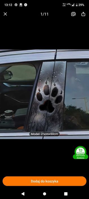 Naklejka na samochód słupek drzwi łapa