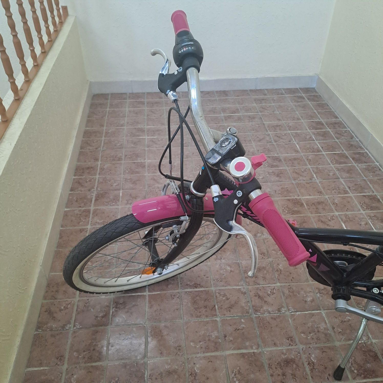 Bicicleta preta e rosa
