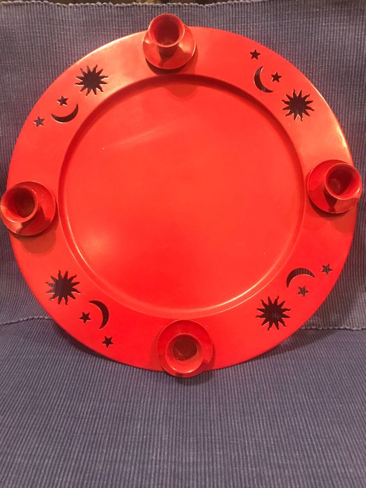 Świecznik, taca dekoracyjna na świeczki i stroik świąteczny