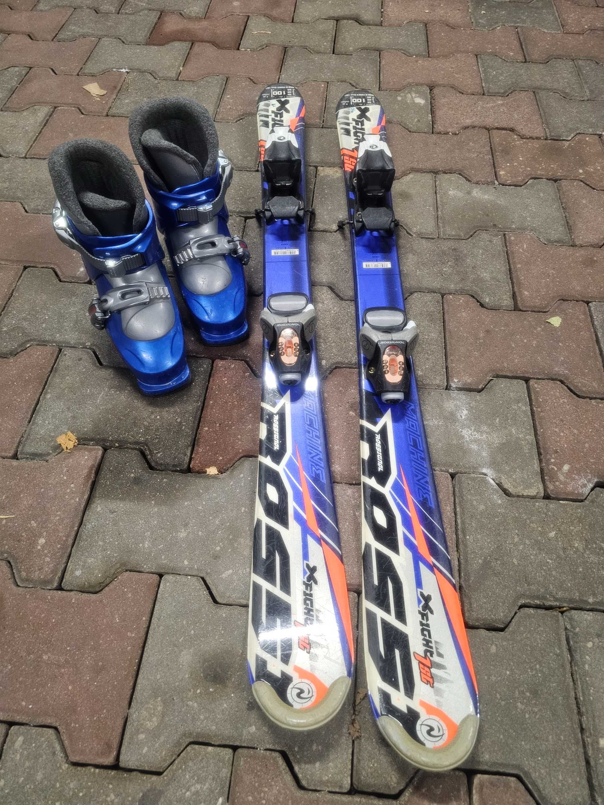 Narty dziecięce Rossignol 100cm + buty i kijki
