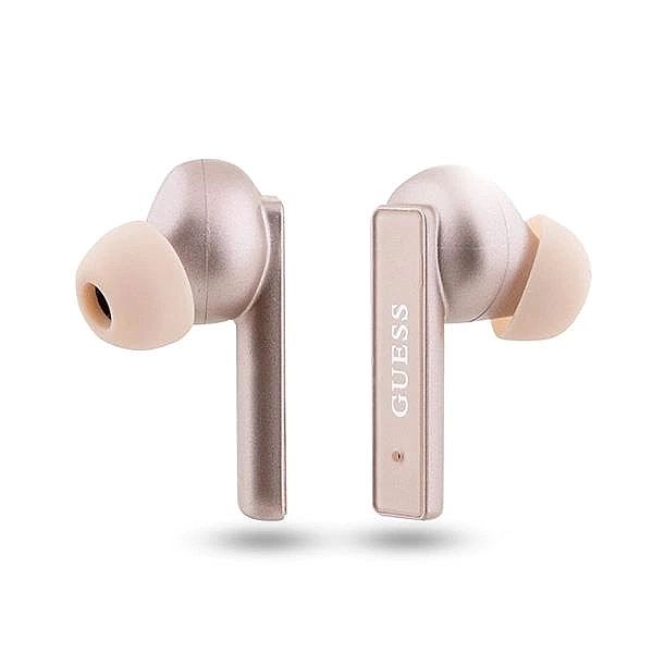 Słuchawki Bluetooth Guess Printed Logo TWS + stacja dokująca - różowo-