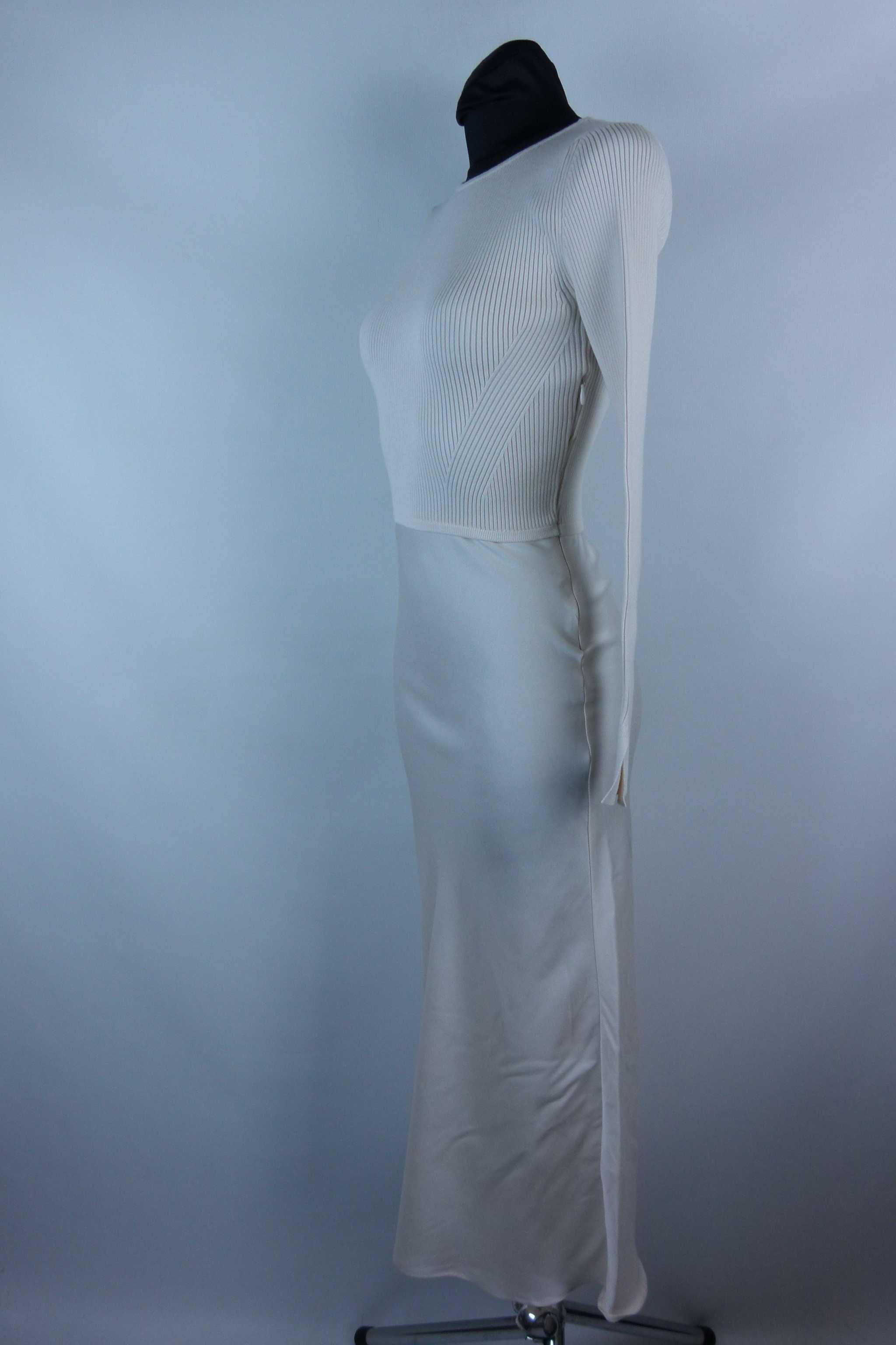 Forever New sukienka maxi ecru prążek satyna - 6 / 34