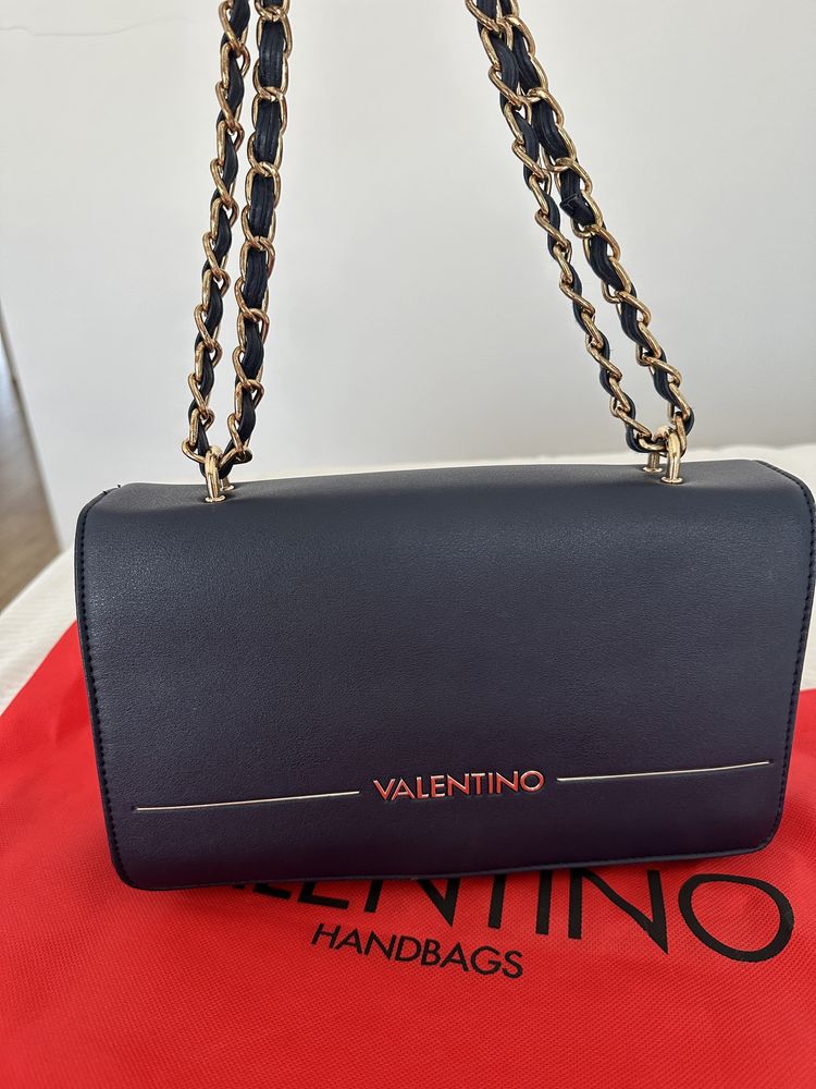 Mala Valentino azul marinho e dourado (como NOVA)