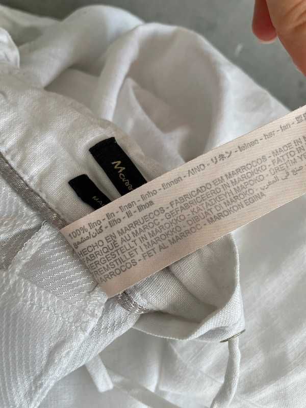 Białe lniane spodnie Massimo Dutti 100% len