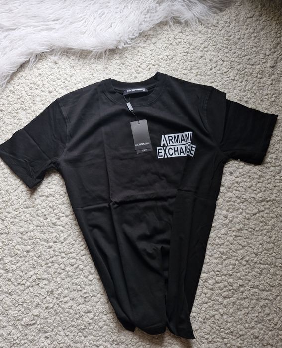 Koszulka męska tshirt bawełniany bruba solidna Armani AX Xl L s czarna