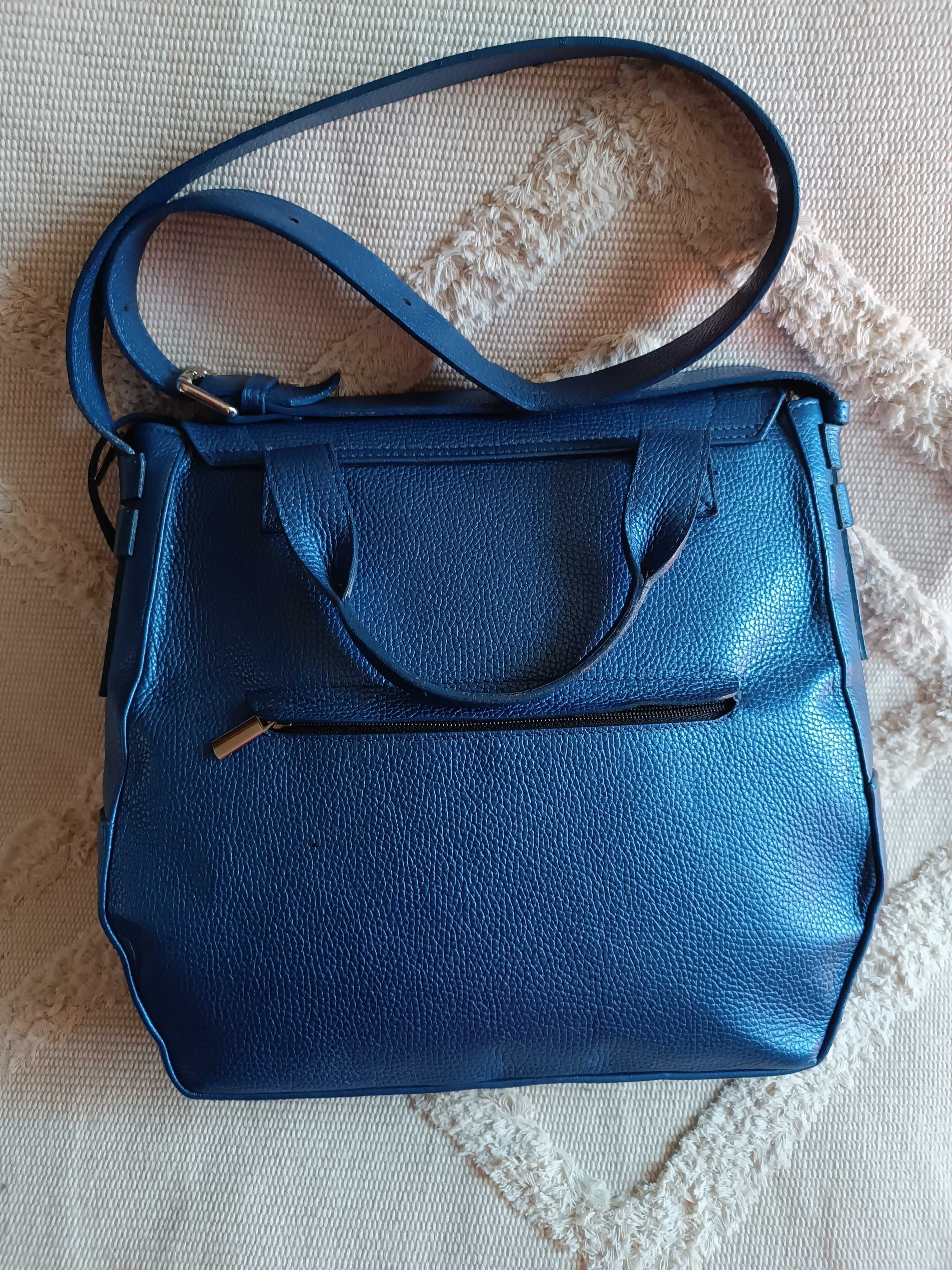 Torba Simple skóra kobaltowy metalik
