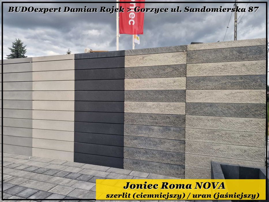 Pustak bloczek na ogrodzenie nowoczesne Joniec Roma NOVA unikatowy