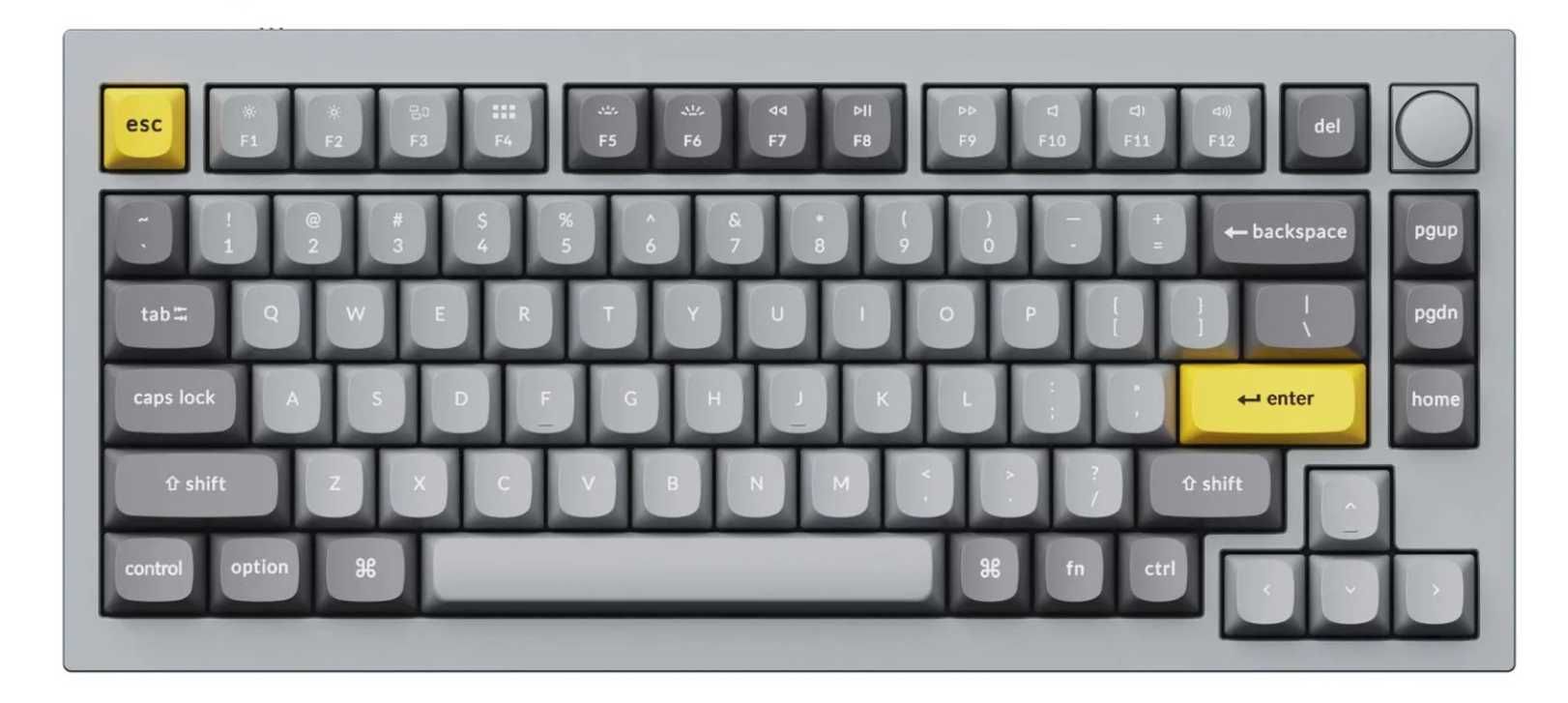 Keychron Q1 QMK Custom V2 Knob, Silver Gray, Gateron G pro red