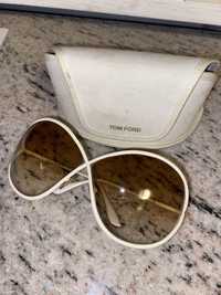 Białe kremowe okulary przeciwsłoneczne lilliana Tom Ford