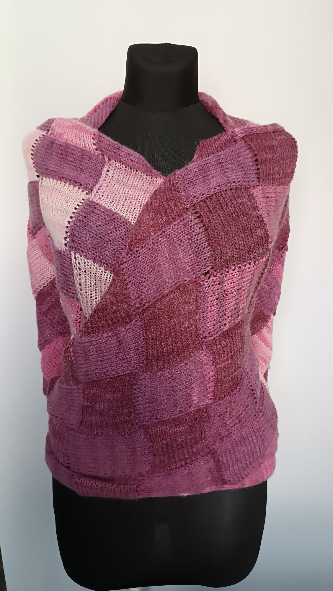 Ciepła chusta - na drutach - handmade