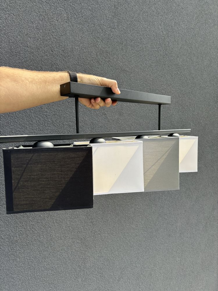 Lampa wisząca biel/szary/czarny 4 punkty światła