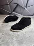 Ботинки Лоферы Замшевые чёрные мужские LORO PIANA Black! Замша + БАЙКА