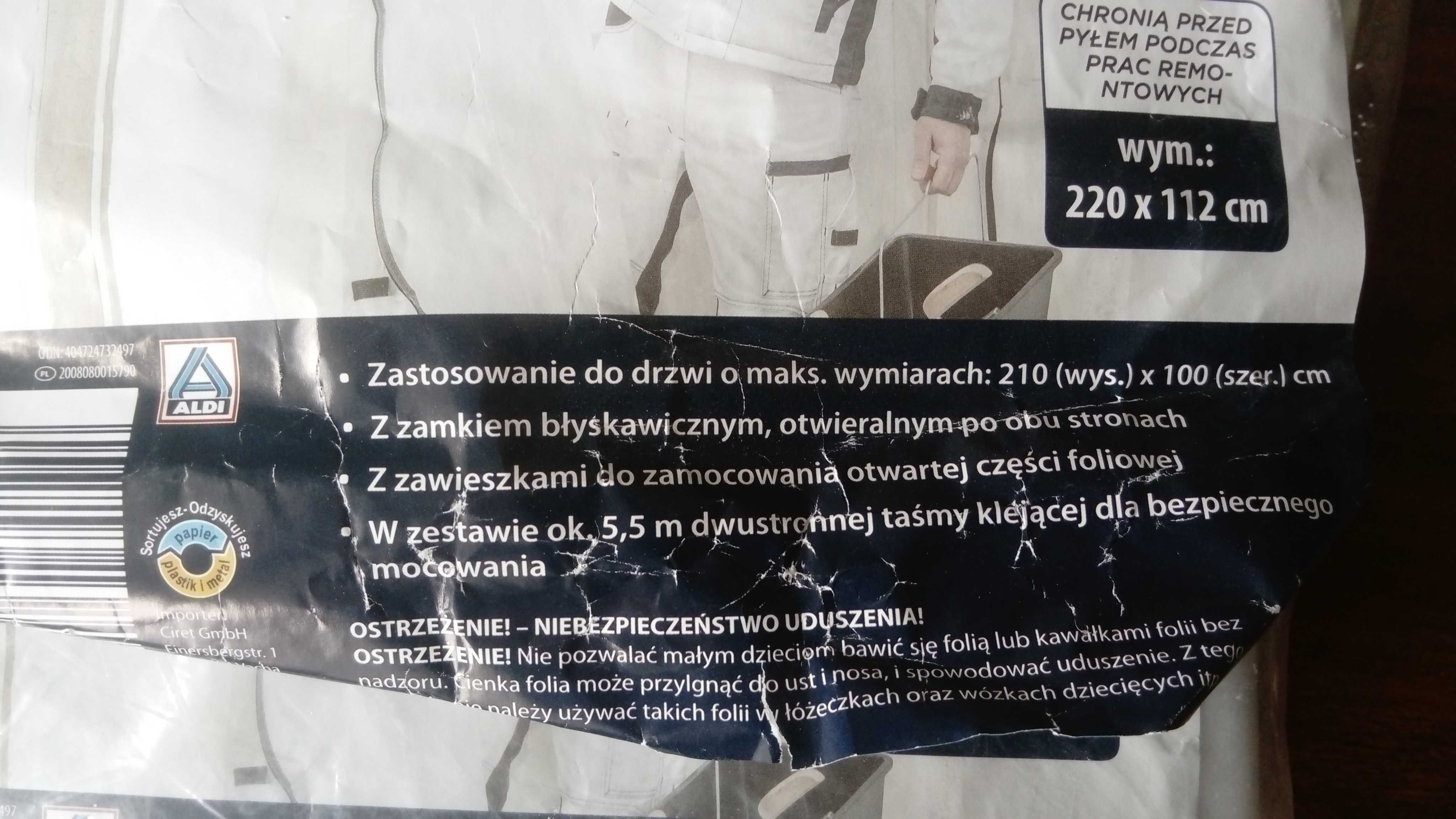 Drzwi ochronne - przeciwpyłowe z taśmą / tylko 20 zł/ szt. /