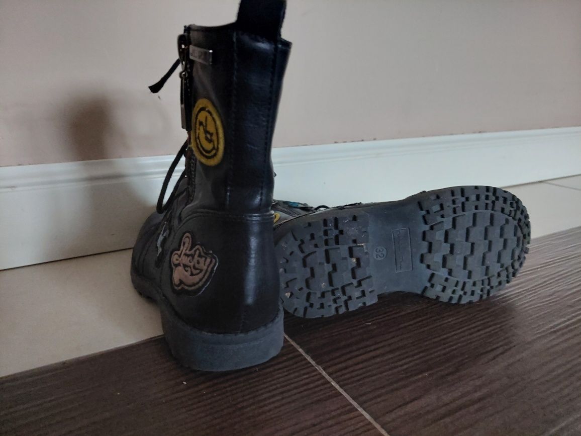 Buty skórzane 32 trapery ocieplane