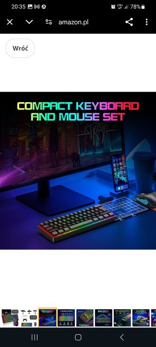 Zestaw klawiatury i myszy do gier z adapterem