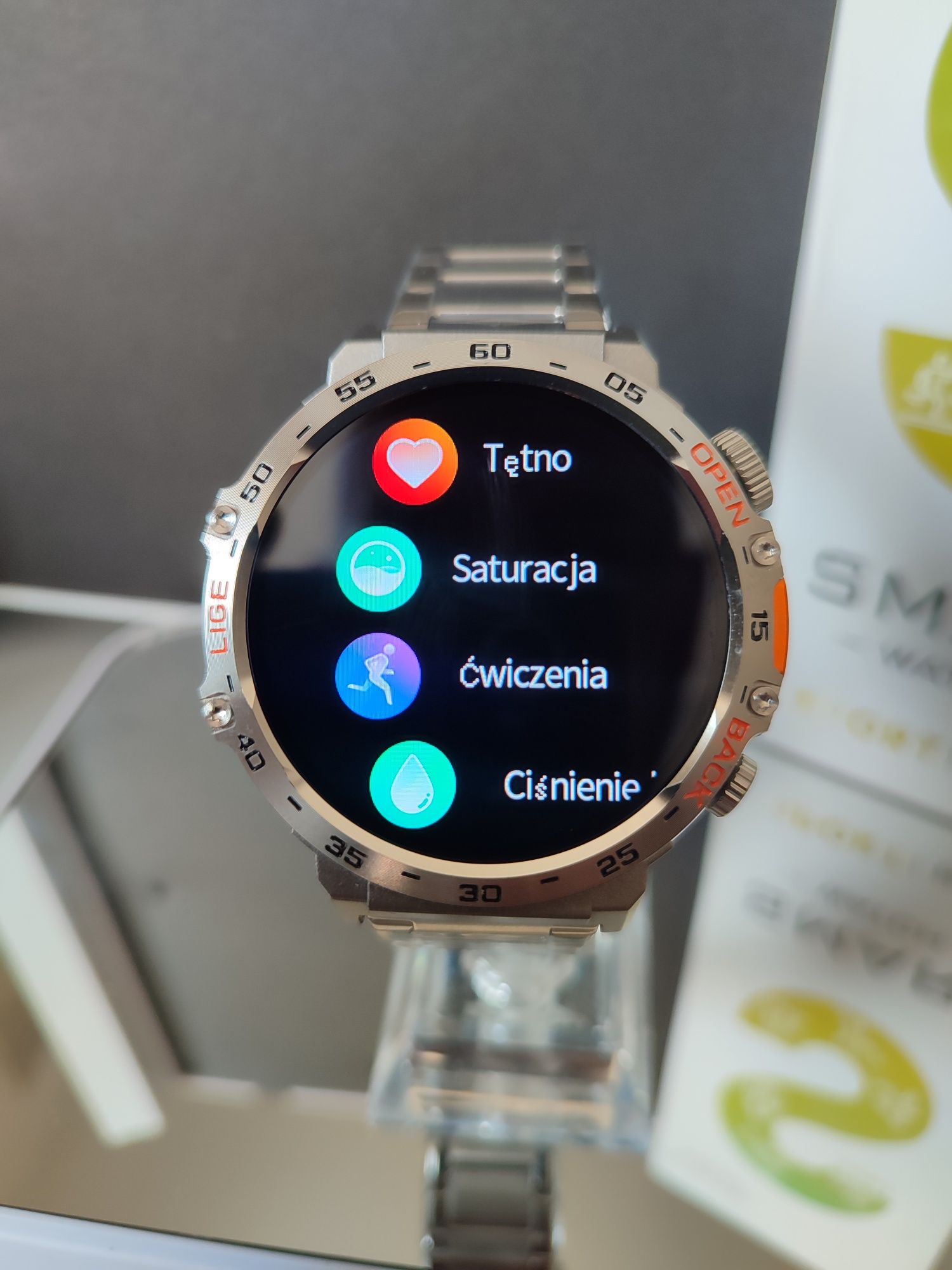 Nowy męski Smartwatch zegarek bluetooth branzoletka srebrny