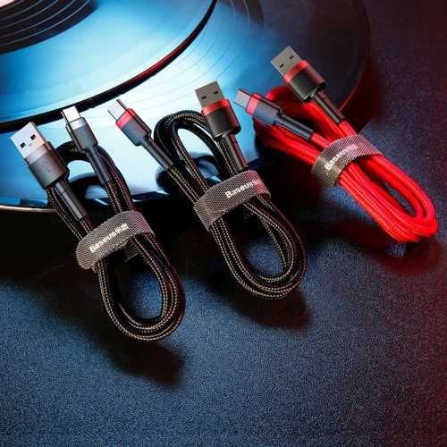 Baseus ylonowy kabel przewód USB / USB-C QC3.0 3A 1M czarno-czerwony