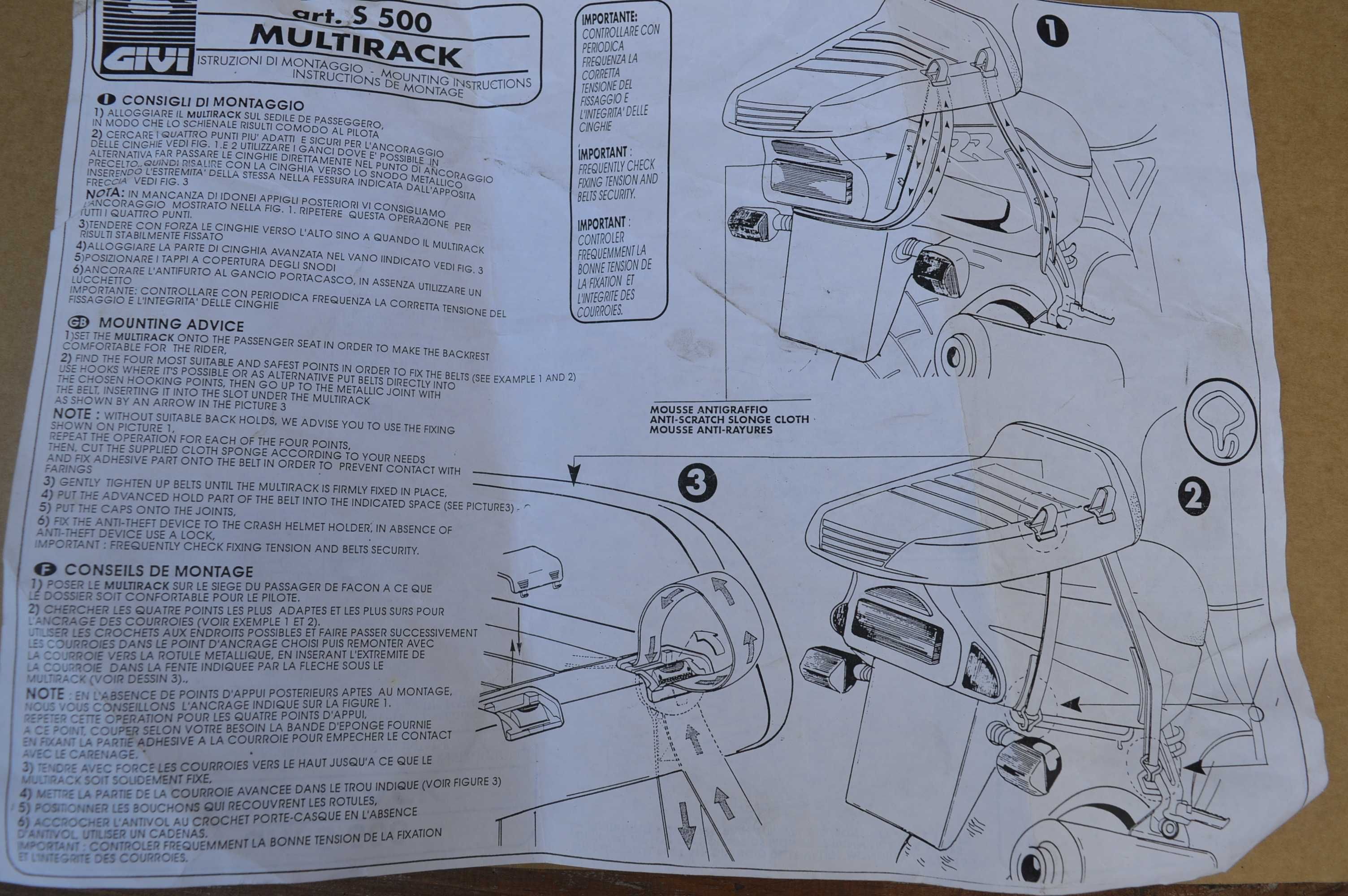 Givi Multirack STELAŻ kufra na siedzeniu + oparcie cbr yzf gsxr zx sv