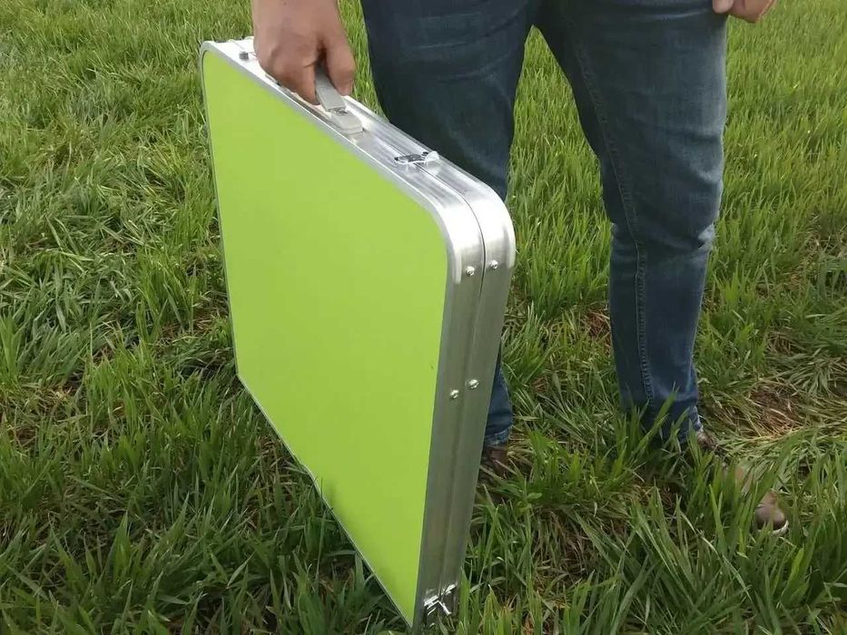 Стол алюминиевый раскладной для пикника + 4 стула, чемодан зеленый