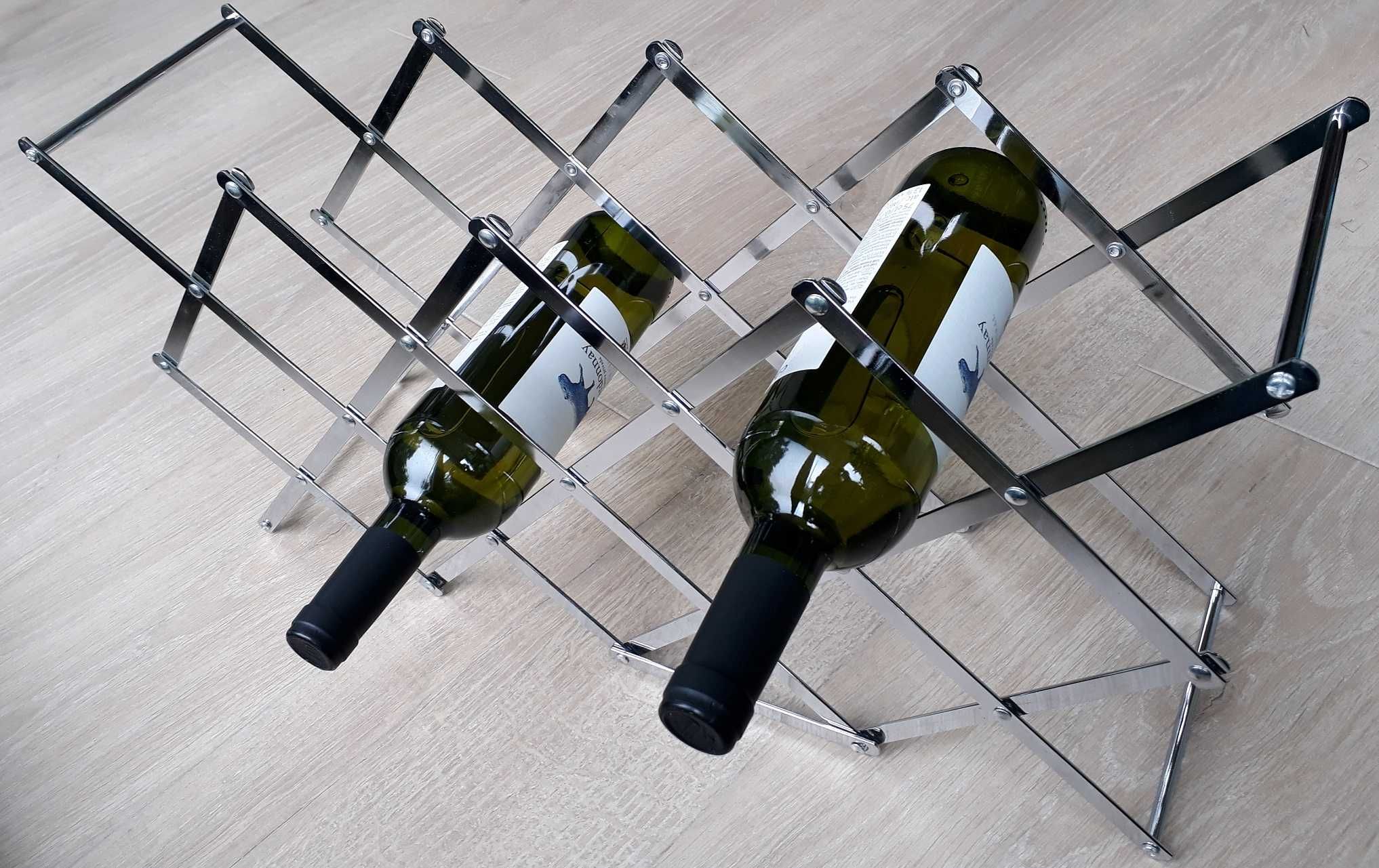 Metalowy rozkładany stojak na wino
