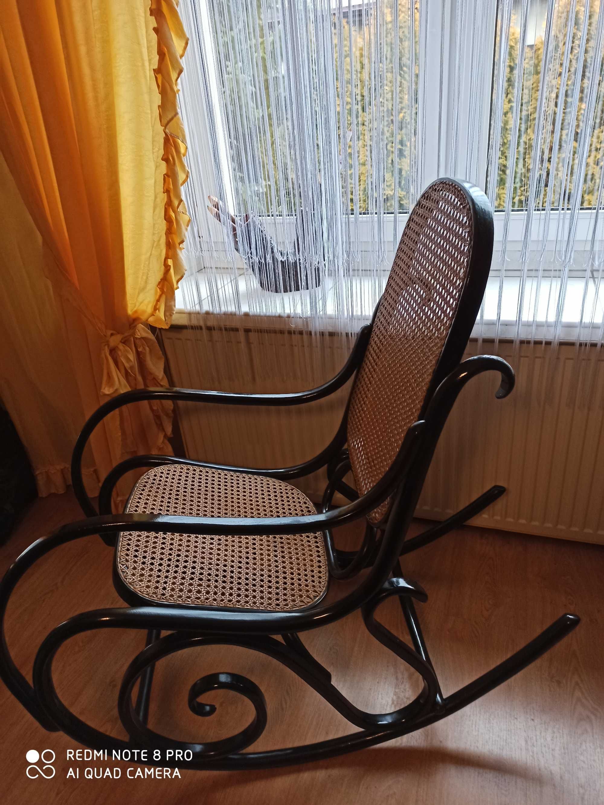 BUJAK fotel klasyk retro wyplatane siedzisko, ozdoba salonu, czarny