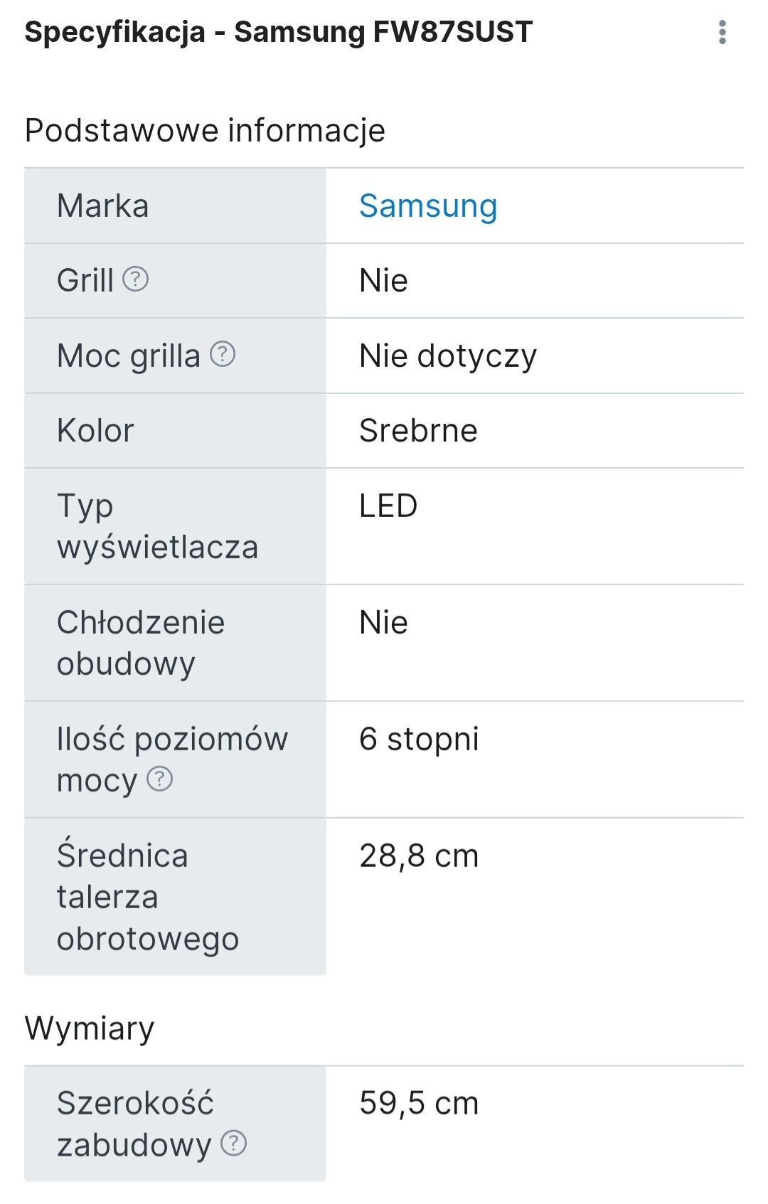 Kuchenka mikrofalowa SAMSUNG